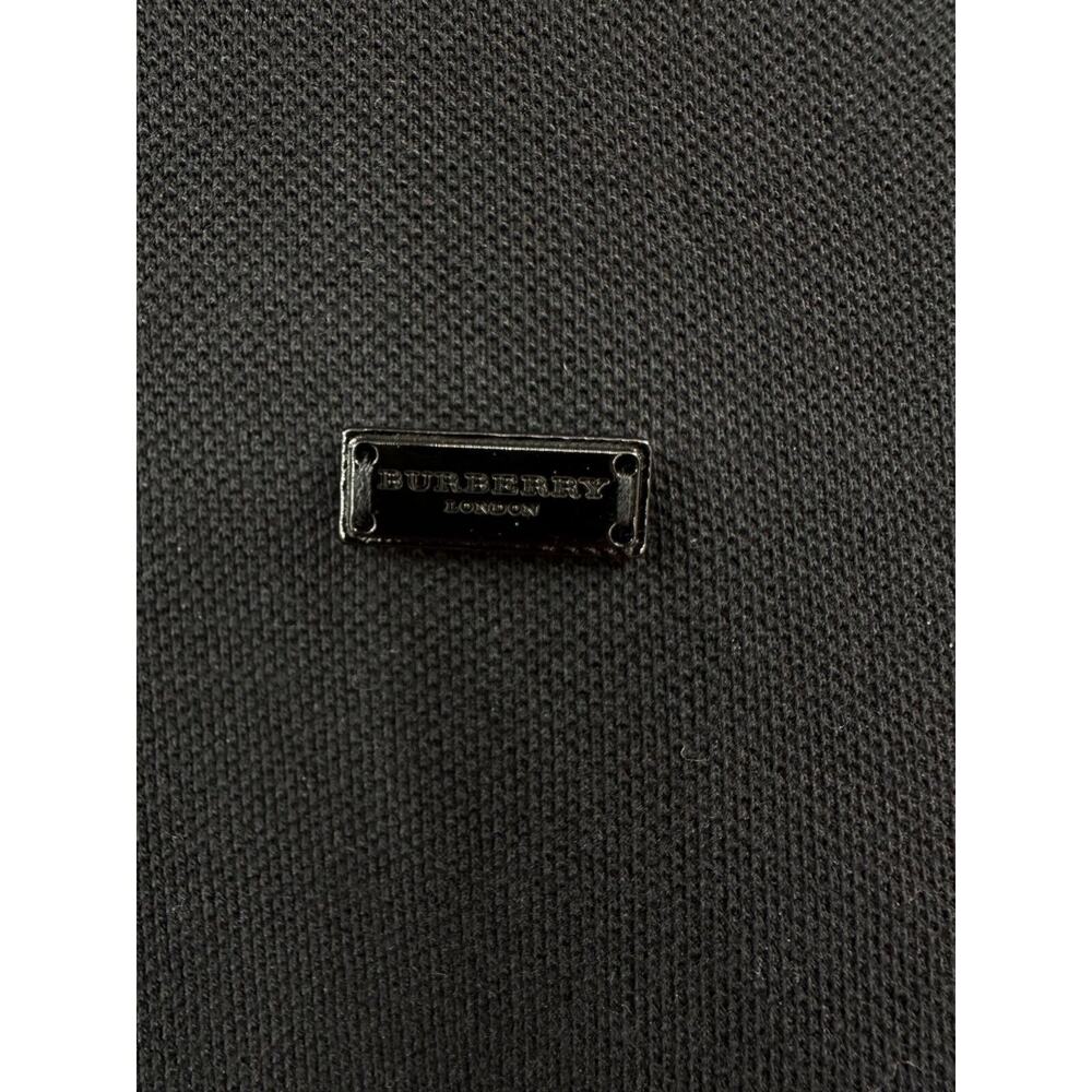 Burberry Chest Logo Atkins Black Pique Cotton Polo Shirt Dry Cleaned Slim Fit LG - Picture 7 of 13
